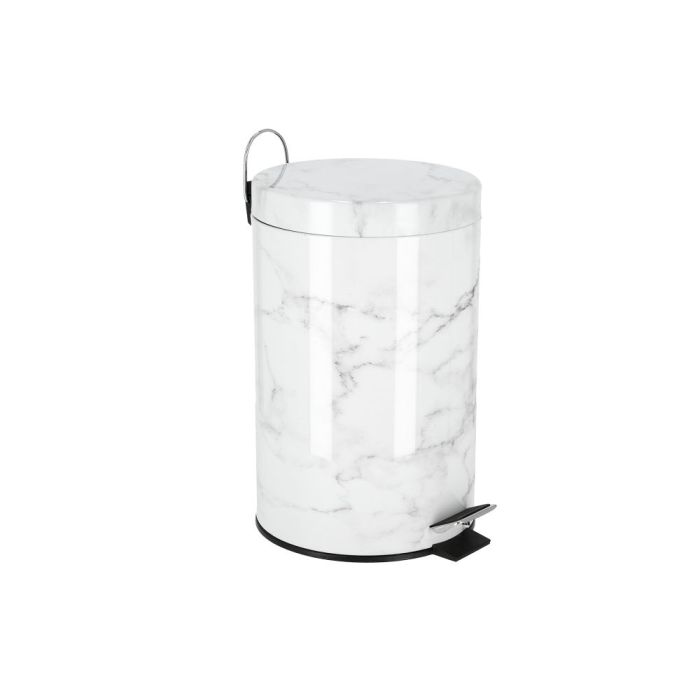 Royalford RF9581 5L Marble Design Dust Bin - Portable Light Weight Household Round Rubbish Bin With Ergonomic Design & Compact Lid | Comfortable Handle| Perfect For Bathroom, Kitchen, Office & More