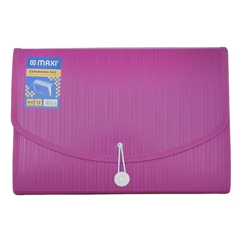 Maxi Expanding File With String A4 Size 13 Tab Pink