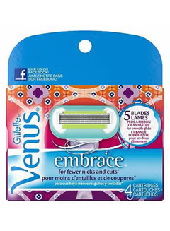 Venus Embrace, Purple Women's Razor Blade, Refills 4 Count