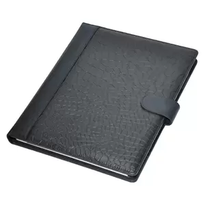 FIS Executive Folder Italian PU Cover With Magnetic Closure, Black Color, Writing Pad, Ivory Paper, Single Ruled, 80 Sheets with Gift Box, 24 x 32 cm Size - FSGT2532TPUBK