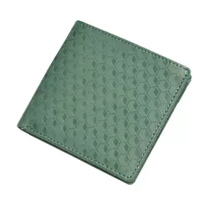 FIS Italian PU Bifold Design Wallets Polyurethane For Men, ID Card Window, 6 Card Slots, 2 Sideways Pockets, Divided Bill Compartments, Green Colour, Closed Size 100 x 105 mm - FSPQGRD3
