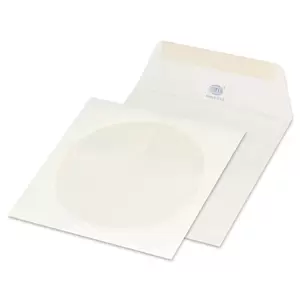 FIS Pack of 25 Executive Laid Paper Envelopes, 100 GSM, Size 125 X 125mm, Glued Window Cut, Colour Camelle White