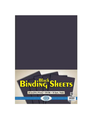 FIS Black Binding Sheet 320 gsm Pocket of 50 pieces - FSBD320A4BK