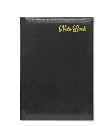 FIS Notebook Bonded Leather, Size A5, Italian Ivory Paper, 70 GSM, 196 Pages, 8 mm Ruled, 1 Side Padded Cover, Colour Black - FSNB1SA5IVBLBK