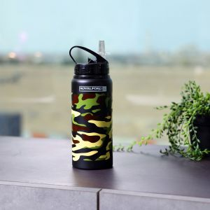Royalford Sports Water Bottle - Stainless Steel - Black - 700 ML