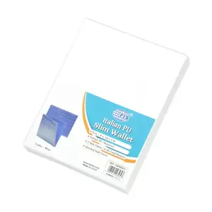 FIS Italian PU Soft Cover Stiched Slim Wallet Polyurethane For Unisex, Two Side open 6 ID Card Pockets, Size 8 x 10.5 cm, Blue Colour - FSPQSW12