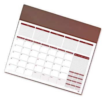 FIS Year Planner 2024 (English/French) PVC Desk Blotter, Brown - FSDK2EF24BR
