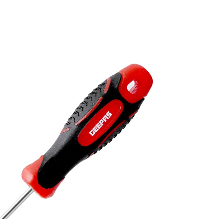 Geepas Precision Screwdriver - Slotted Screwdriver With Soft Grip Rubber Insulated Ergonomic Handle - CR-V Build, Magnetic Tip And Hanging Hole For Easy Carry - Bicolored Red/Black - (SL 3x125mm)