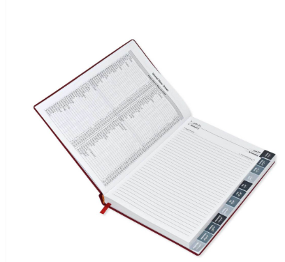 FIS 2024 Agenda Diary Arabic/English Left Side Opening with 12 Months Index, PVC Hard Cover Maroon - FSDI63AEL24MR