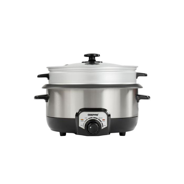 Geepas 7-IN-1 Multi-Function Rice Cooker- 3.0 L Capacity With Stainless Steel Body And Non-Stick Aluminum Inner Pot,Includes Cook Rice, Steam, Braise, Saut, Hot Pot, Slow Cook And Stew Functions| Temp