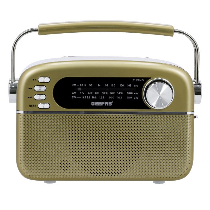 Rechargeable Radio With Bluetooth, 3-Band Radio, GR13015 | AUX Input | Rechargeable Battery | AC/DC Operation | BT/ FM/ MP3/ USB/ TF Card