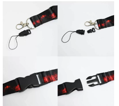 FIS Bag of 1 Fancy Lanyard With Metal Hook Width:2.5CM, Length:90CM with Transperent Name Badge 62x102 MM Black/Red Color -FSNAF2-1