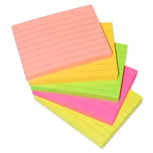 FIS Sticky Note Pad, 3X4 inches, Pack of 5, Ruled 5 Assorted Neon Color -FSPO3X4RN5C