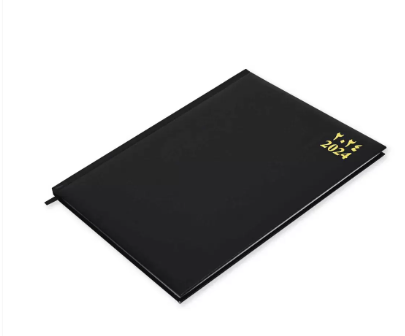 FIS Executive Diary 2024 Arabic/English/French (1-Week at a glance) Vinyl, 1-Side Padded, Cover, Black - FSDI34AE24BK