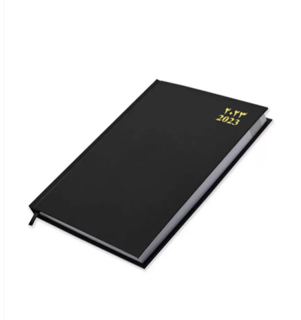 FIS 2023 Agenda Diary Arabic/English Vinyl Hard Cover, Black - FSDI75AEV23BK