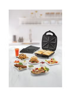 3-in-1 4 Slice Sandwich & Waffle Maker with 180 Degree Grill Mode with Interchangeable Plate 2 Years Warranty 1400.0 W TS4130-B5 black