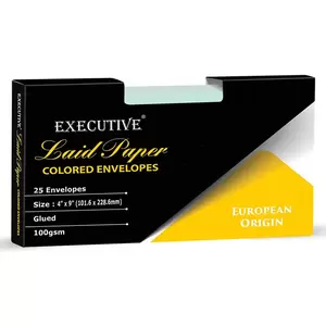 FIS Laid Paper Envelopes Glued, Pack of 25 Pcs. Green Color, 4 x 9 inch Size, 100 GSM - FSEE1028GGRB25