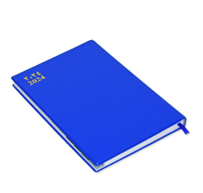 FIS 2024 Agenda Diary Arabic/English Right Side Opening with 12 Months Index, PVC Hard Cover Blue - FSDI63AER24BL