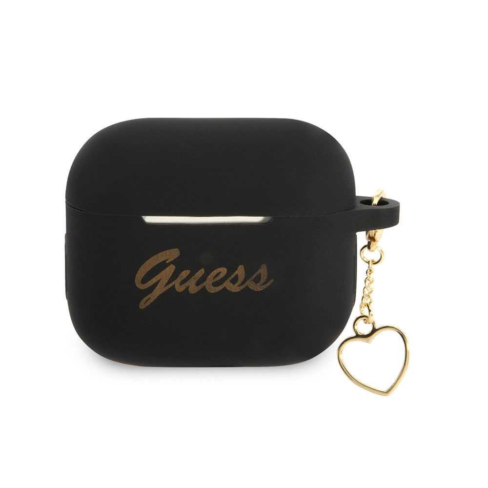 Guess Silicone Case with Heart Ring for Airpods 3 - Black
