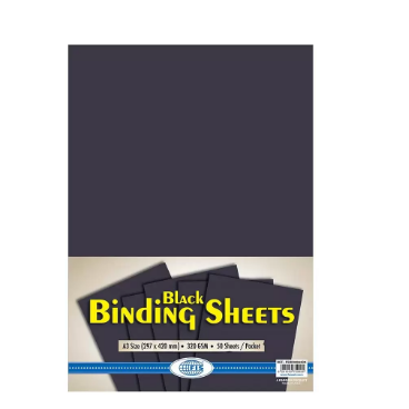 FIS Black Binding Sheet 240 gsm Pocket of 50 pieces - FSBD240A3BK