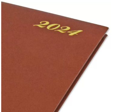 FIS Executive Diary 2024 English/French (1-Week at a glance) Vinyl, 1-Side Padded, Cover, Brown - FSDI34E24BR