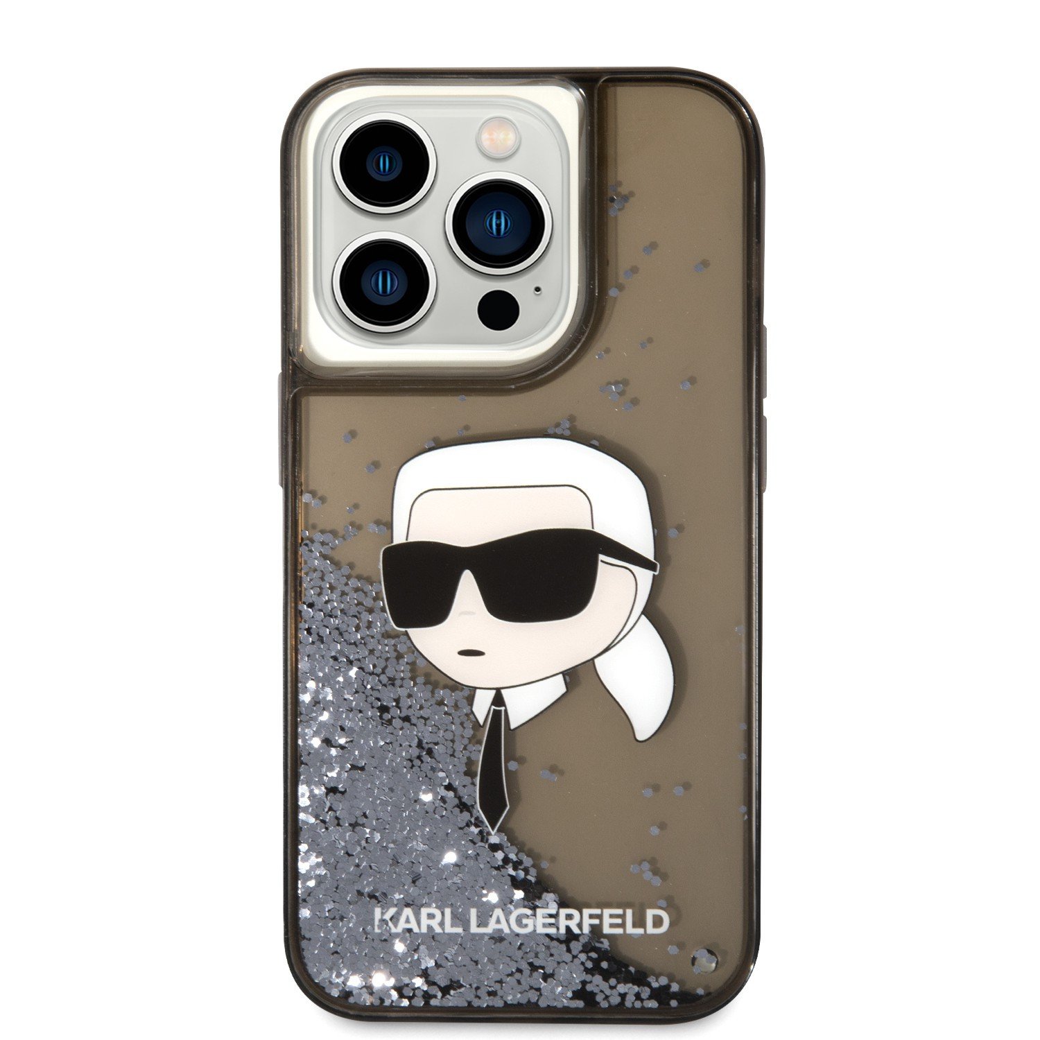 Karl Lagerfeld Liquid Glitter NFT Karl's Head Hard Case for iPhone 14 Pro Max - Black