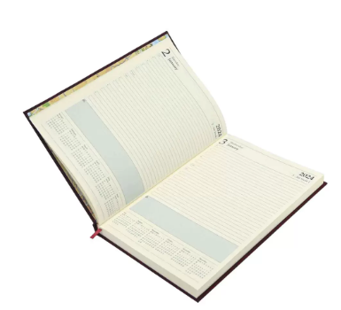 FIS Bonded Leather Diary 2024 (English) Maroon, A4 - FSDI40EBI24MR