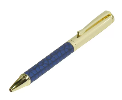 FIS Gold Pens with Embossed Italian PU Wrapper and Gift Box, Blue Colour - FSPNGPUBLD4