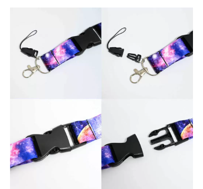 FIS Bag of 10 Fancy Lanyards with Metal Hook Width:2.5CM, Length:90CM Purple Color - FSNAF1