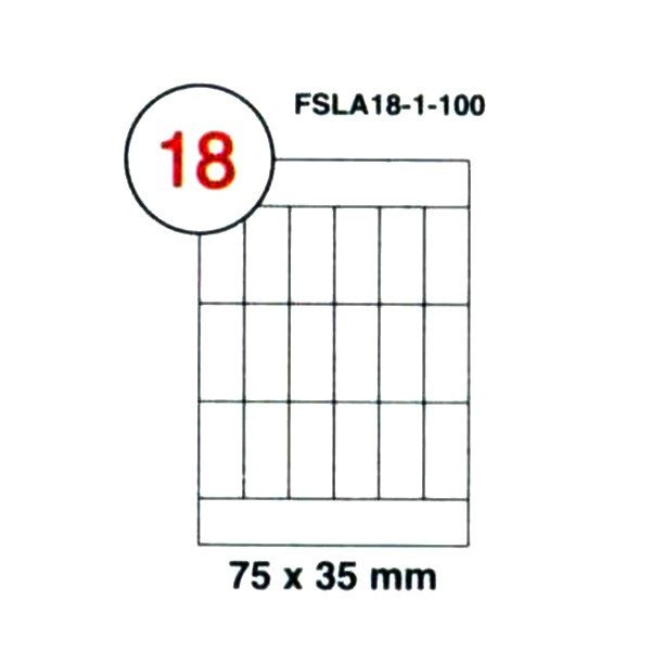 FIS Multipurpose Laser Labels, Colour White, Size 75X35MM, (18 Sticker x 100 Sheet) A4 Size, E.U. Origin Material - FSLA18-1-100