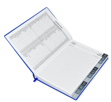 FIS 2024 Agenda Diary Arabic/English Left Side Opening with 12 Months Index, PVC Hard Cover Blue - FSDI63AEL24BL