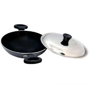 Royalford Appam Pan With Lid - Aluminium - Black - 22 CM