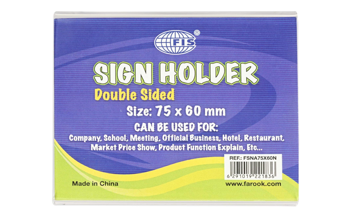 FIS® Acrylic Sign Holder, Size: 75x60mm, Dual-Sided View, A-Shape, Tabletop Mount, Packet of 6 Pieces, Crsytal Clear Plastic Horizontal/Vertical Display-FSNA75X60N-6