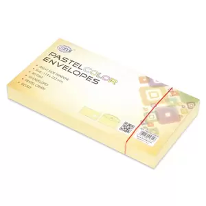 FIS Pack of 50 Pastel Color Envelopes, 80 GSM, Size 114 X 232mm, Glued, Right Side Window, Color Cream