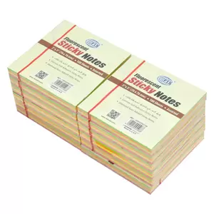 FIS Sticky Note, 4 Assorted Fluorescent Colours, Size 3 x 3 Inch, 100 Sheets, Quantity per Pack 12 - FSPO334C100