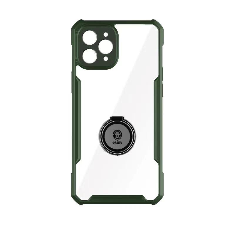 Green Stylishly Tough Shockproof Case with Ring for iPhone 11 Pro - Black and green