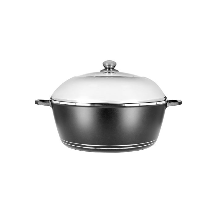 Royalford RF8617 40cm Classic Plus Casserole With Glass Lid - Comfortable Handle, Durable, High-Quality Aluminium Construction | Non-Stick Coating | Ideal For Gas, Hot Plate, Induction & Ceramic Hobs