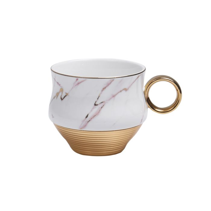 Royalford RF9637 12 Pcs Porcelain Tea Cups With Saucer 48.5cm*23.5cm*8.5cm - Made Up Of High Quality Material For Regular Use Heat Resistant | Dishwasher Safe | Ideal For Tea, Coffee, Latte, Cappuccin