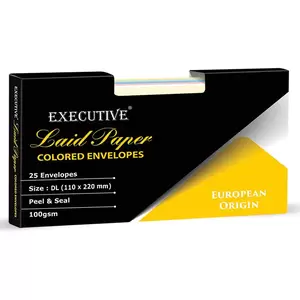 FIS Laid Paper Envelopes Peel & Seal, Pack of 25 Pcs. 6 Assorted Colors, DL (110 x 220 mm) Size, 100 GSM - FSEE1043PB625