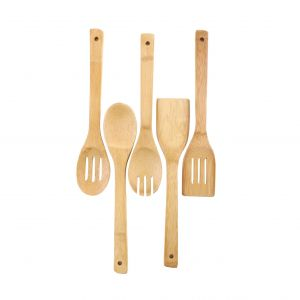 Royalford 5 Pcs Kitchen Tools Set - Bamboo - Wooden