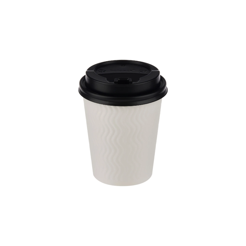 8 Oz White Embossed Paper Cup With Lid