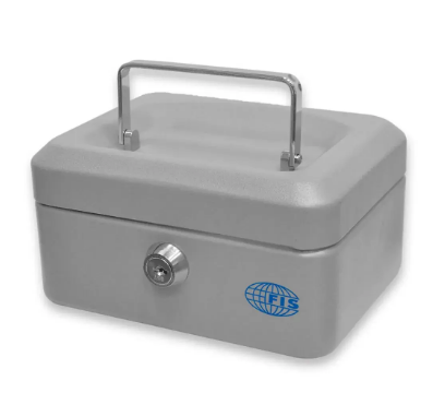 FIS Cash Box Steel Grey Color With key lock, 6 Inch Lock Size, 152 x 115 x 80 mm - FSCPTS0034GY