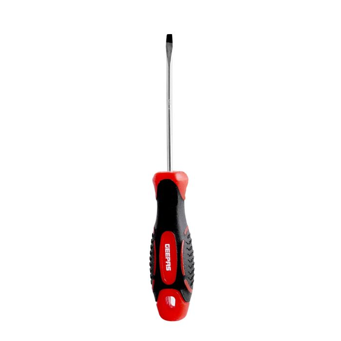Geepas Precision Screwdriver - Slotted Screwdriver With Soft Grip Rubber Insulated Ergonomic Handle - CR-V Build, Magnetic Tip And Hanging Hole For Easy Carry - Bicolored Red/Black - (SL 3x125mm)