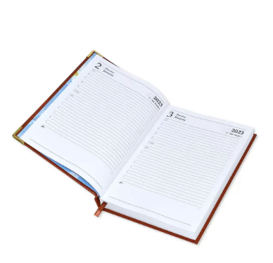 Fis 2023 A5 Diary,Gold Corners,English Vinyl 1Side Padded Brown -FSDI22E23BR