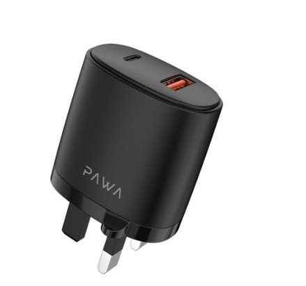 Pawa Solid Travel Charger Dual PD & QC Port-black