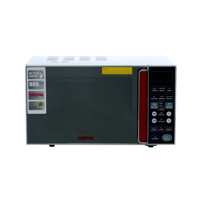 Geepas 27L Digital Microwave Oven - 900W Microwave Oven With Multiple Cooking Menus | Reheating & Defrost Function | Child Lock | Push-Button Door, Digital Controls