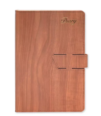 Fis 2024 A5 Diary English Vinyl Hard Sewn Cover Dark Brown -FSDI80E24DBR