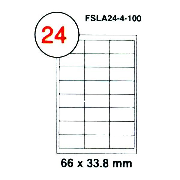 FIS Multipurpose Laser Labels, Colour White, Size 66X33.8MM, (24 Sticker x 100 Sheet) A4 Size, E.U. Origin Material - FSLA24-4-100