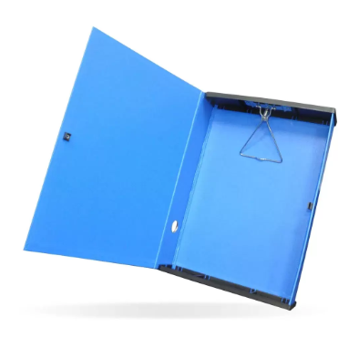 FIS Colored PP Rigid Box File Blue Color with Black Plastic Sides, 210 x 330 mm - FSBFRIGIDPPBL