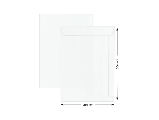 Hispapel White Envelope 250 x 304mm, 12" x 10" 250pcs/box